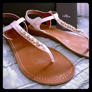 Coach “chalk” T strap with chain sandals